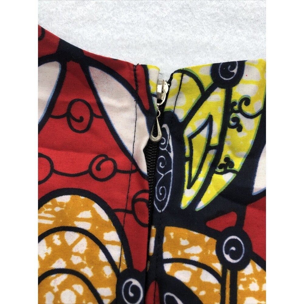 Fantabela Women's Dress Shirt Size 38 African Print Puff Sleeve Multicolor - Picture 11 of 16